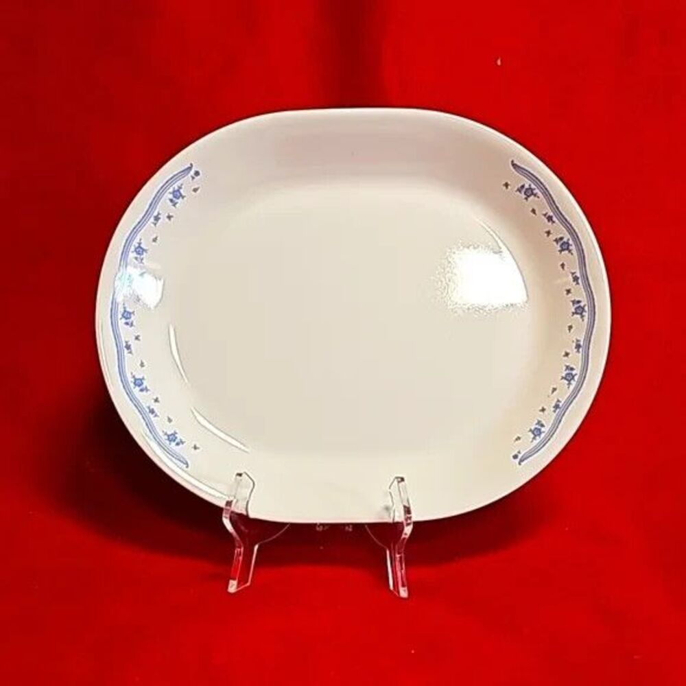Corelle MORNING BLUE ~ Oval Serving Platter ~ 12" ~ VGC Vtg.
